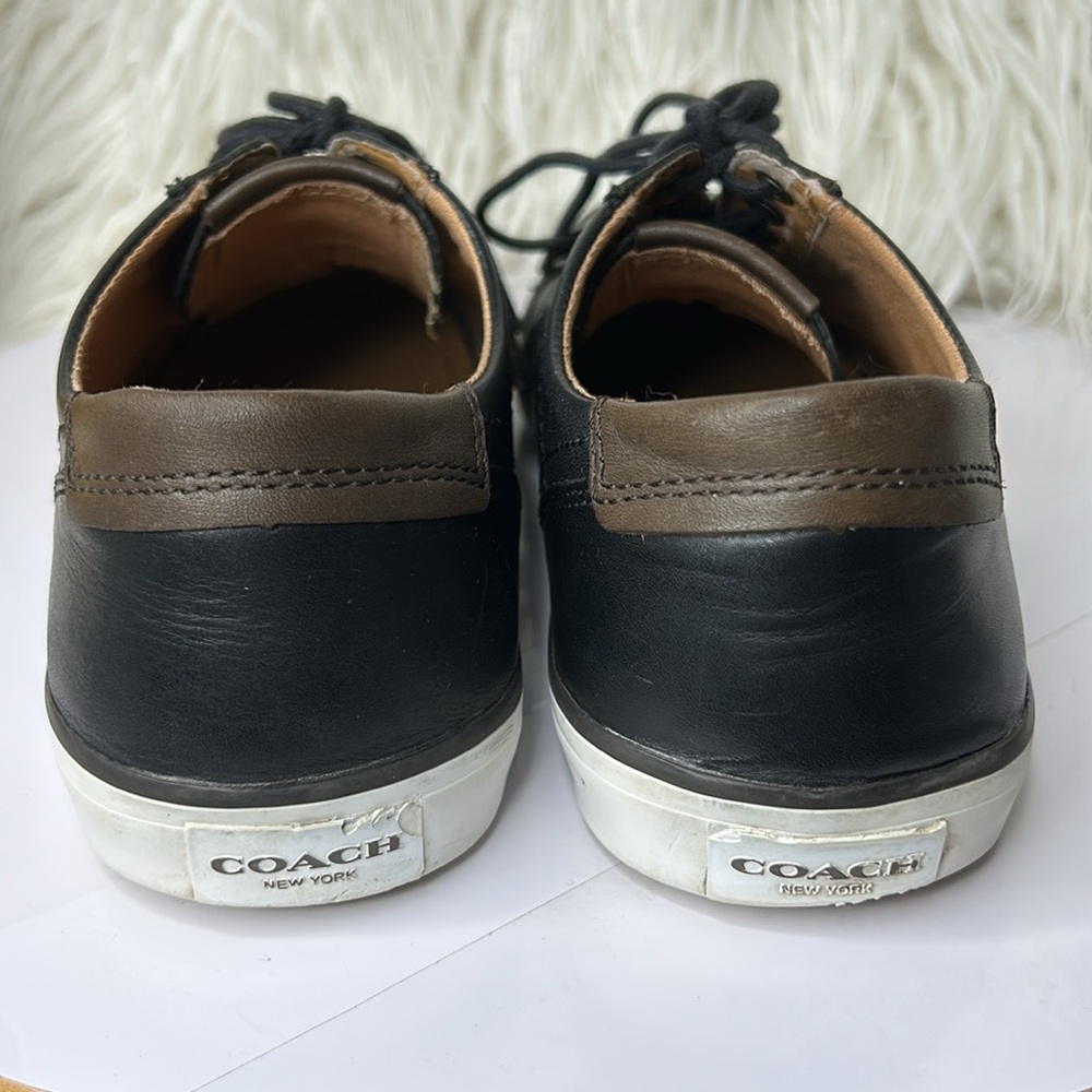COACH Mens Shoes PERKINS TRAINER SNEAKER black leather Size 7. - Picture 9 of 14